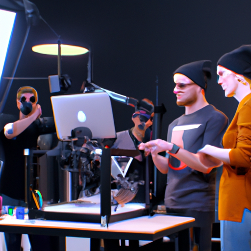 צוות אנשי מקצוע בחברת האטמוב הפקה עובדים על פרויקט וידאו תלת מימד.