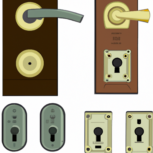 איור המציג סוגים שונים של מנעולי דלתות.